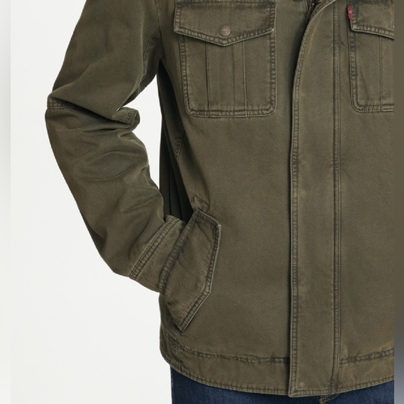 Levis Two Pocket Trucker Utility Jacket Pocket Military Faux Sherpa Lined Warm M - Picture 3 of 16